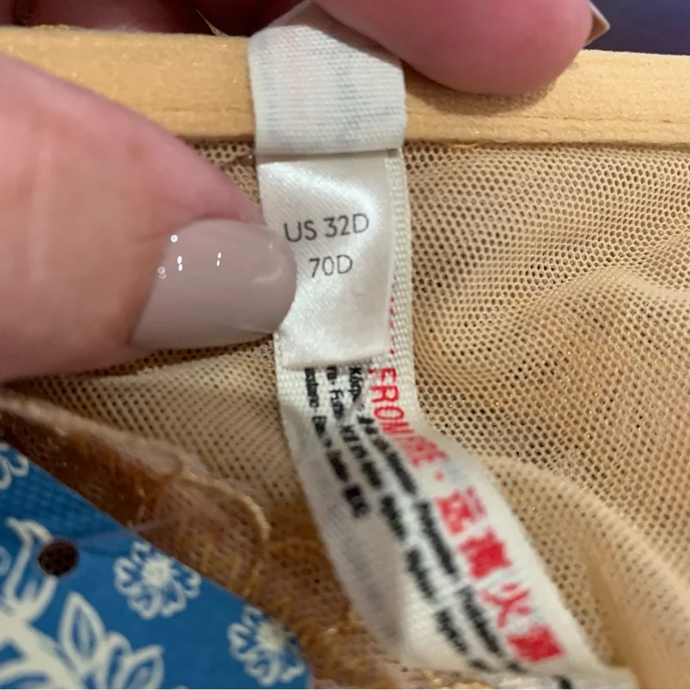 Free People Lucia Underwire Bra‎ Wheat Sunset New NWT 32 D